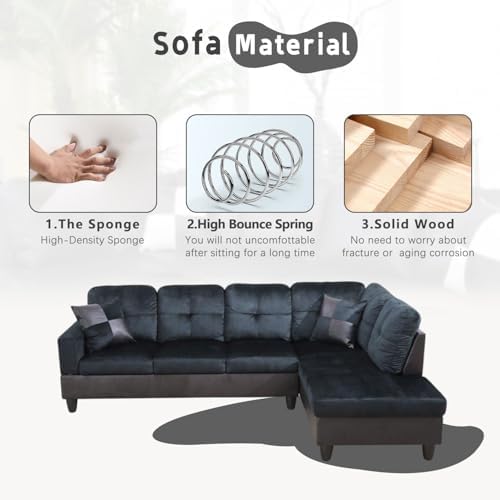 L-Shaped 3-Piece Lint and PVC Sofa - Image 3