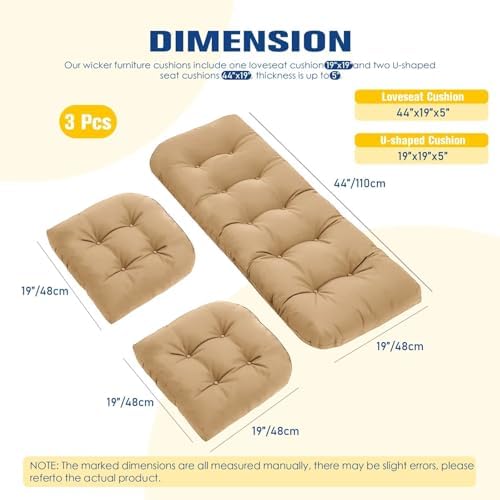 Wicker Furniture Cushions Outdoor, Patio Seat Chair Pads, Waterproof - Image 2