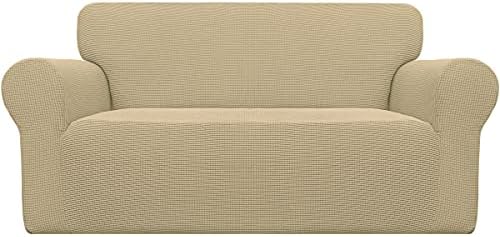 Easy-Going Stretch Loveseat Couch Covers Washable Beige by Easy-Going