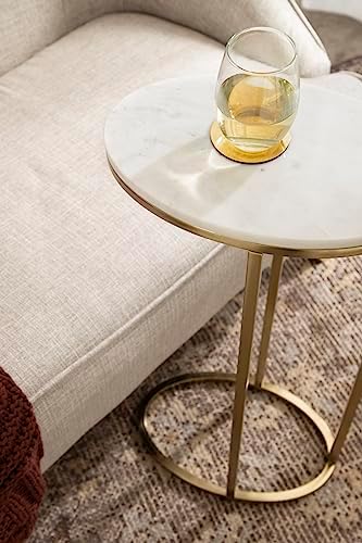 Kate and Laurel Natalli Modern Glam Oval C-Table, Elegant C-Shaped Side Table - Image 5