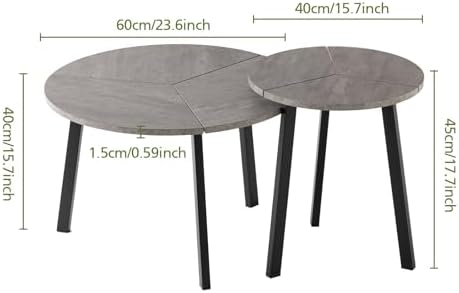 COSIEST Small Coffee Table Set of 2, Round Coffee Table - Image 2