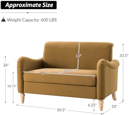 HULALA HOME 50.5" Farmhouse Loveseat Sofa, 2 Seater Sofa - Image 2