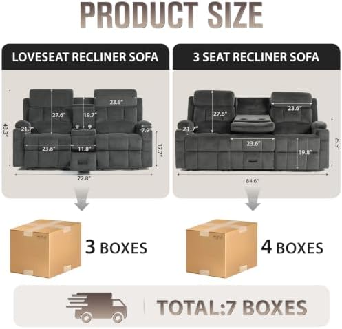 Manual Recliner Sofa Set Loveseat & 3-Seater - Image 3