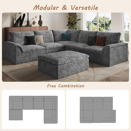 EASE MOOSE 115" Modular Sectional Sofa, Boneless Couches - Image 5