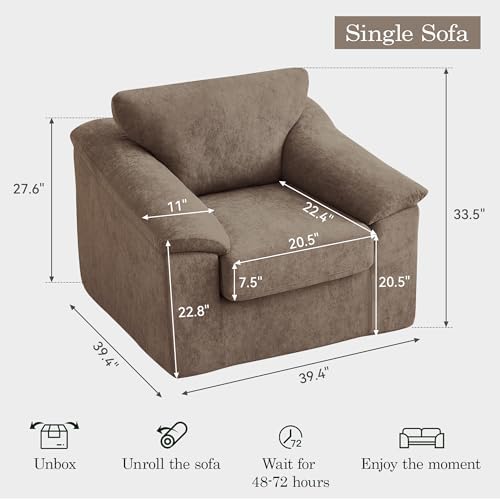 Boneless Single Sofa Chair, Modern Cloud Accent Chair, Comfy Deep Seat Couch - Image 2