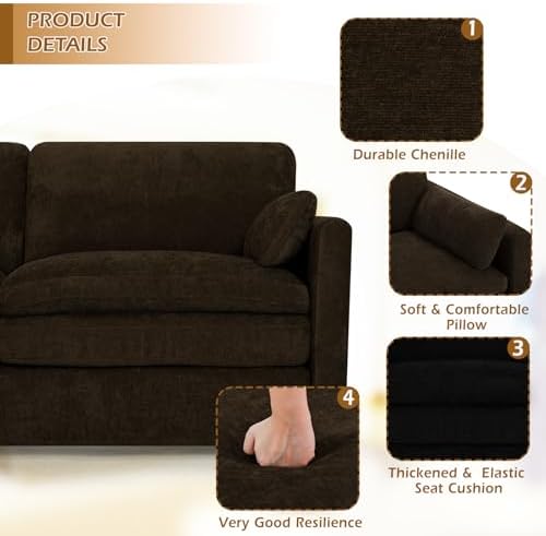 3 Pieces Chenille Sofa Set w/Two Arm Pillows - Image 3