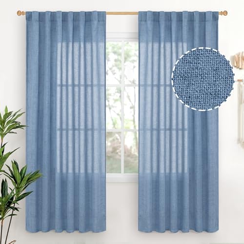 YoungsTex Denim Blue Linen Curtains 72 Inch Length by YoungsTex