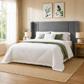 Allewie Full Size Velvet Platform Bed Frame, Tall Wingback Headboard by Allewie