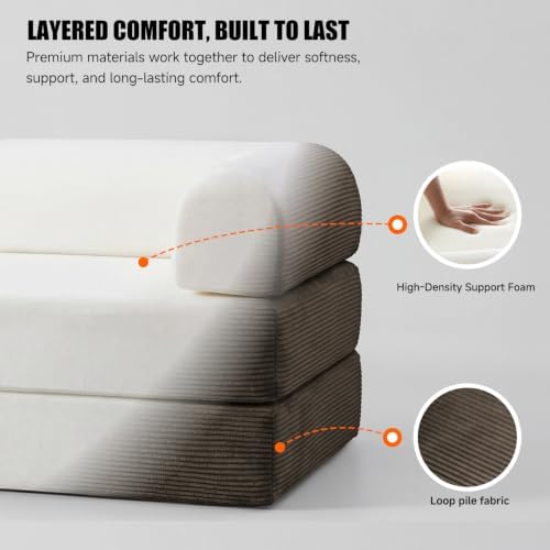79" Memory Foam Sofa Bed, High Headrest Convertible Futon Boneless Couch - Image 4