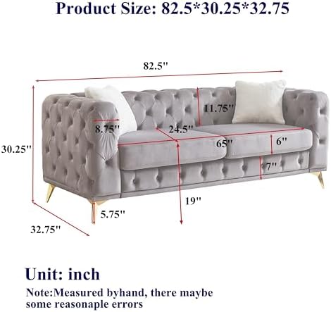 KEIKI 83" Luxury Oversized Velvet Chesterfield Sofa - Image 2
