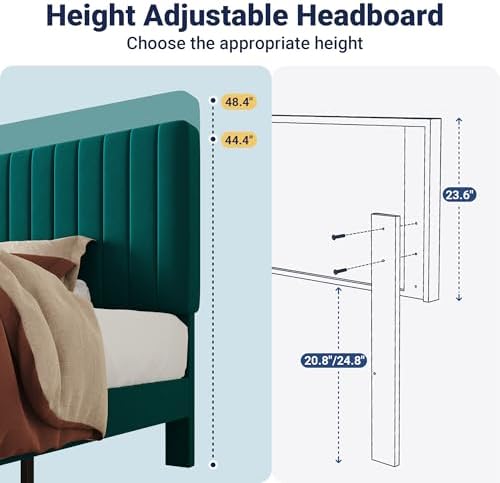 Allewie Twin Bed Frame, Velvet Upholstered Platform Bed - Image 6
