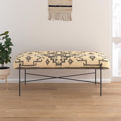 LR Home Black/Cream Handmade Upholstered Bench by LRHomeDecor