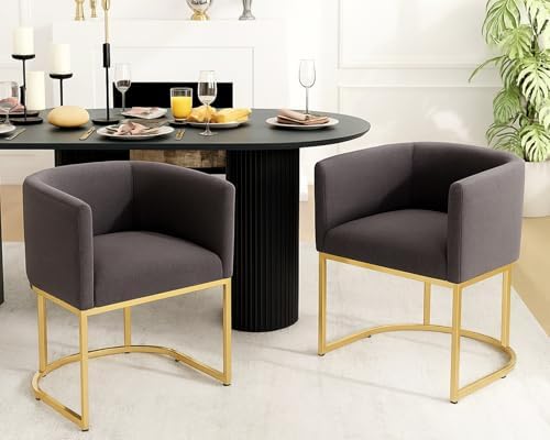 HNY Mid Century Modern Upholstered Barrel Dining Chairs by HNY