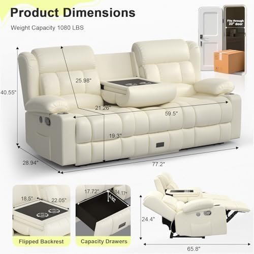 RV Loveseat Recliner Sofa, 3 Seater Reclining Sofa - Image 2