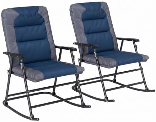 Outsunny Set of 2 Oversized Folding Rocking Camping Chair by Outsunny
