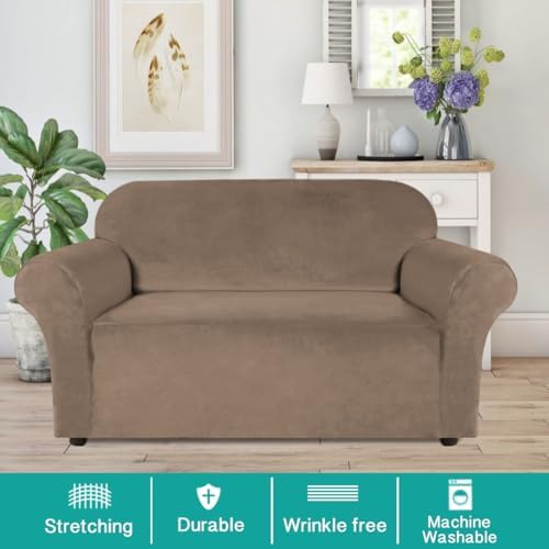 Turquoize Velvet Loveseat Covers Stretch Love Seat Couch Covers - Image 2