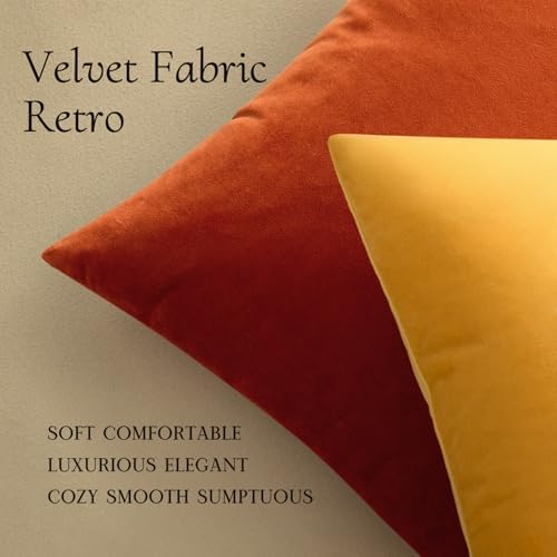 MIULEE Velvet Fall Throw Pillow Covers 20x20 Inch Pack of 2 Burnt Orange - Image 5