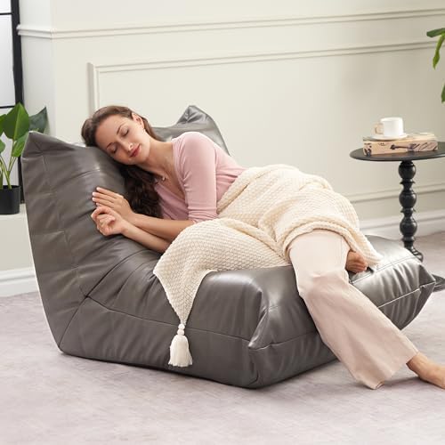 Hobestluk Bean Bag Chair Adult Leather Togo Chair Memory Foam Living Room - Image 3