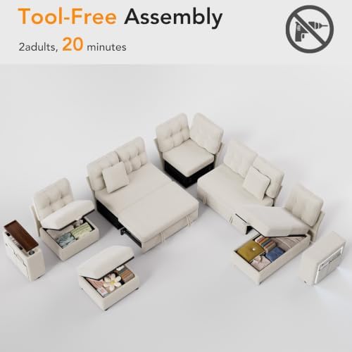 Vipbear 130" Modular Sectional Sleeper Sofa - Image 5