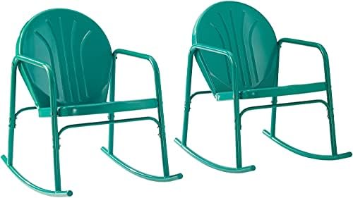 Crosley Furniture Griffith Retro Metal Outdoor Rocking Chairs - Image 4