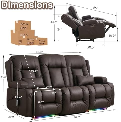 TUNYI Power Loveseat Recliner Sofa - Image 2