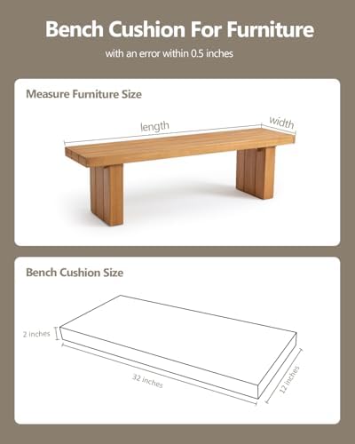 32x12x2 Outdoor Bench Cushion, Strengthen Waterproof Seat Cushions, - Image 6