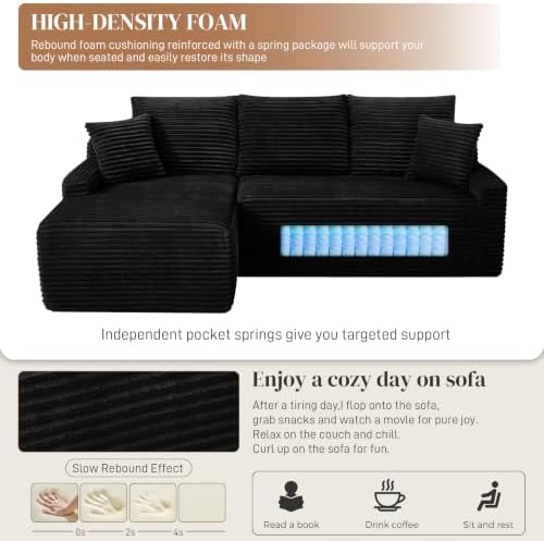 85" L Shaped Cloud Boneless Sectional Couches - Image 4