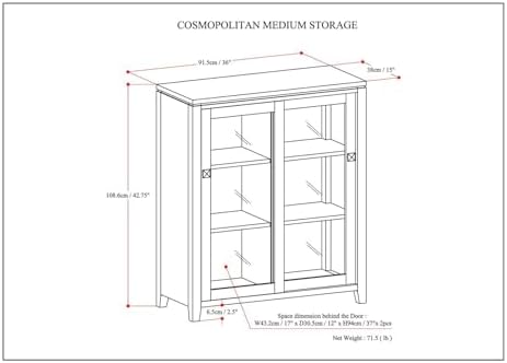 SIMPLIHOME Cosmopolitan 36" Storage Cabinet in Mahogany Brown - Image 2