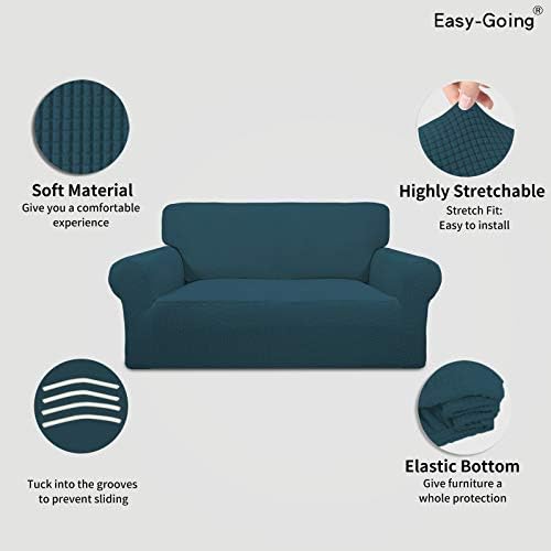 Easy-Going Stretch Loveseat Couch Covers Washable Deep Teal - Image 3