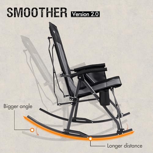 Portal Oversized Folding Rocking Camping Chair Portable 400 lbs Black - Image 4