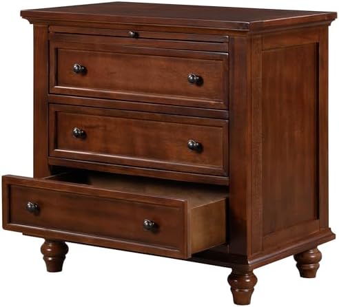 LUMISOL 27.6'' Nightstand with Pine Wood Veneer & 3 Drawers - Image 5