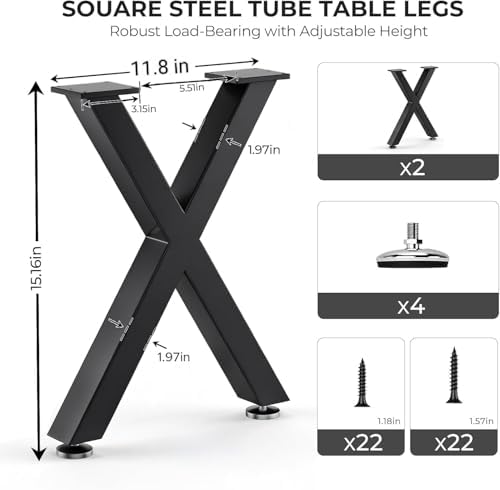 Heavy Duty X Shape Metal Coffee Table Legs, Replacement Legs - Image 2