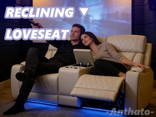 Leather Power Recliner Loveseat, Living Room Furniture Sets, Home Theater - Image 3
