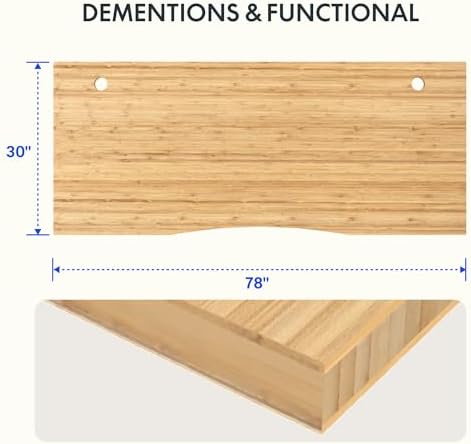 FLEXISPOT 78"x30" Curved Natural Bamboo Tabletop - Image 2