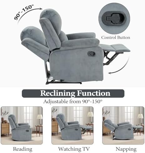 EBELLO Classic Manual Recliner Chair, Soft Microfiber Recliner Sofa - Image 4