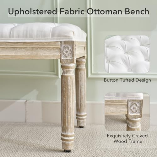 LOULENS 31'' Entryway Bench, Linen Upholstered End of Bed Bench - Image 5