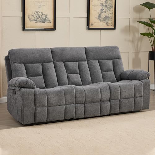 CANMOV 3 Seat Manual Recliner Sofa, Modern Reclining Sofa by CANMOV
