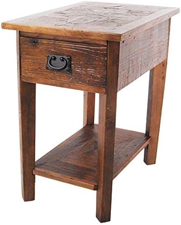 Reclaimed Wood Side Table Brown Farmhouse Rectangle Natural Finish Includes - Image 3