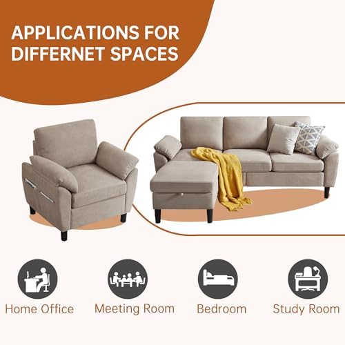 Sectional Sofa Set, 2 Pieces 3 Seat L Shape Couch - Image 6