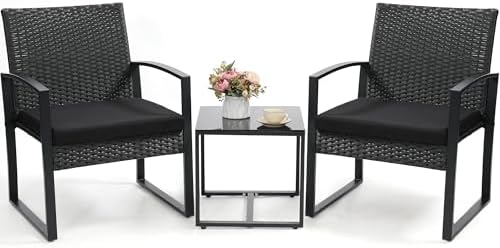 Murago Outdoor 3-Piece Wicker Bistro Set, Patio Conversation Set by Murago