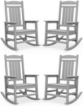 SERWALL Outdoor Rocking Chair Set of 4, Patio Rocking Chair, Light Gray by SERWALL
