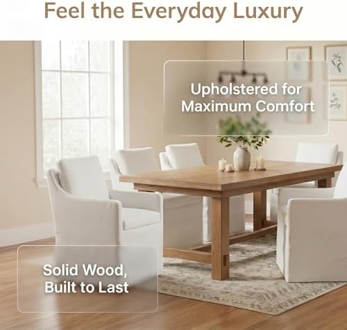 Slipcovered Dining Chairs with Arms - Image 4