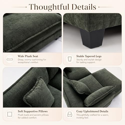 41" Oversized Chair with Ottoman, Chenille Reading Chair and a Half, Deep Seat - Image 4