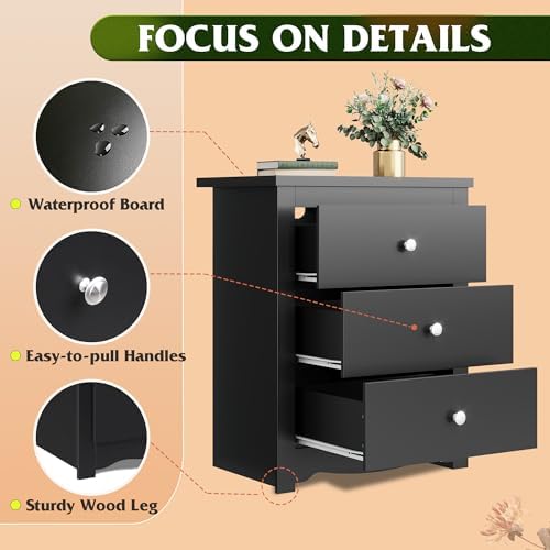 WLIVE Tall Nightstand with Charging Station, Wood Bedside Table - Image 6