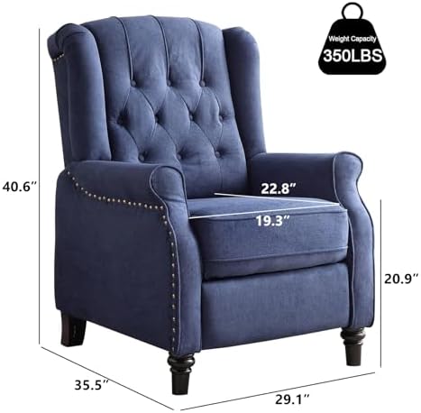 EBELLO Pushback Recliner Chair, Fabric Armchair Push Back Recliner - Image 2
