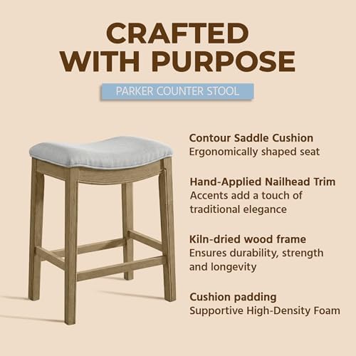 ROME + OAK Parker 26 Inch Counter Stool, Backless Saddle, Natural Finish - Image 5