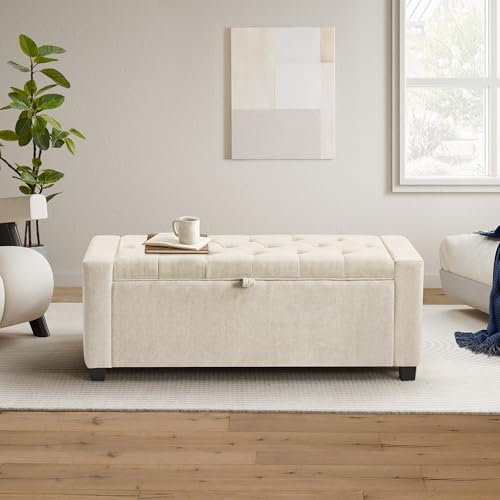 GRAINELL 42.13” Storage Ottoman Bench, Upholstered Tufted Bedroom Bench by Unknown