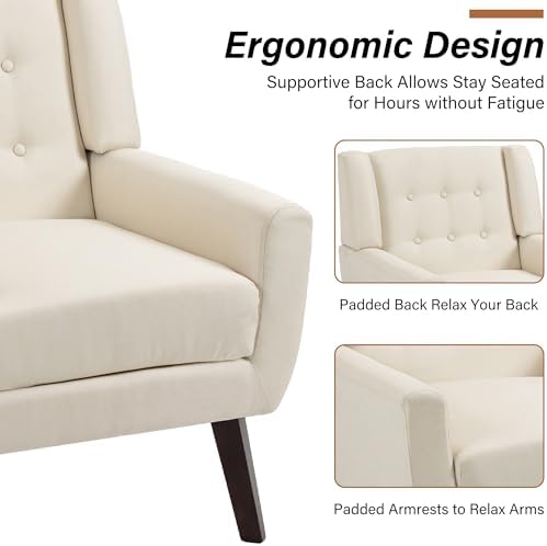 Accent Chair, Upholstered Armchair in Linen - Image 5