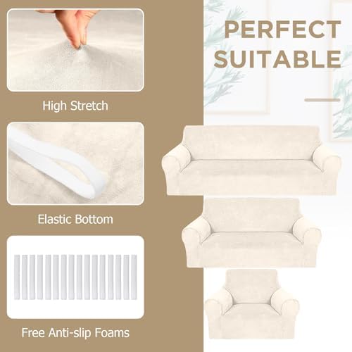 Peryiter 3 Pcs Couch and Loveseat Sofa Covers - Image 3