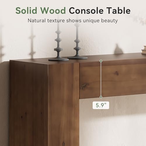 Solid Wood Console Table, 63-Inch Farmhouse Sofa Table Behind Couch - Image 4